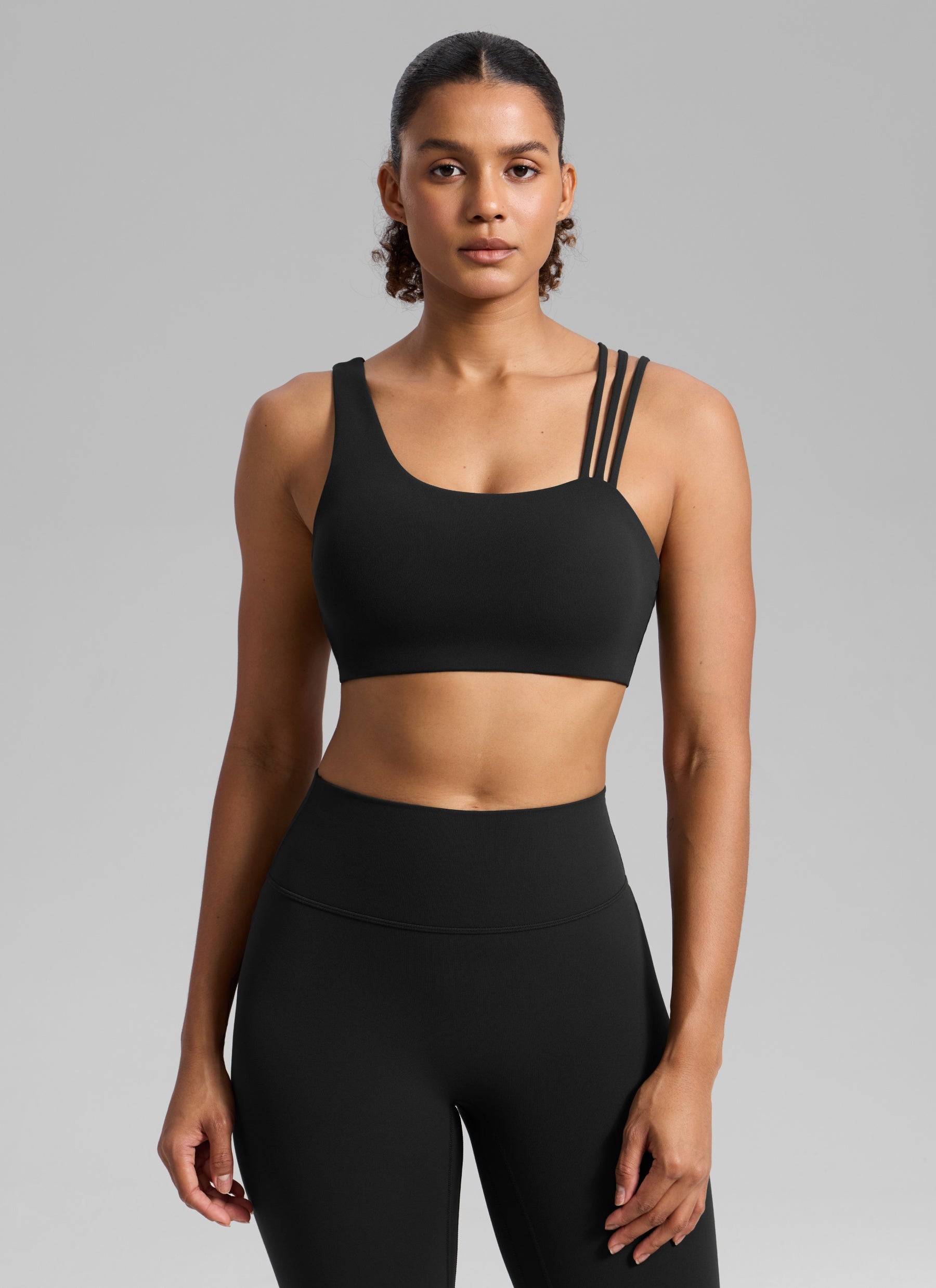 Women's Butterlift® Yoga Asymmetric Straps Sports Bra Medium Support Black
