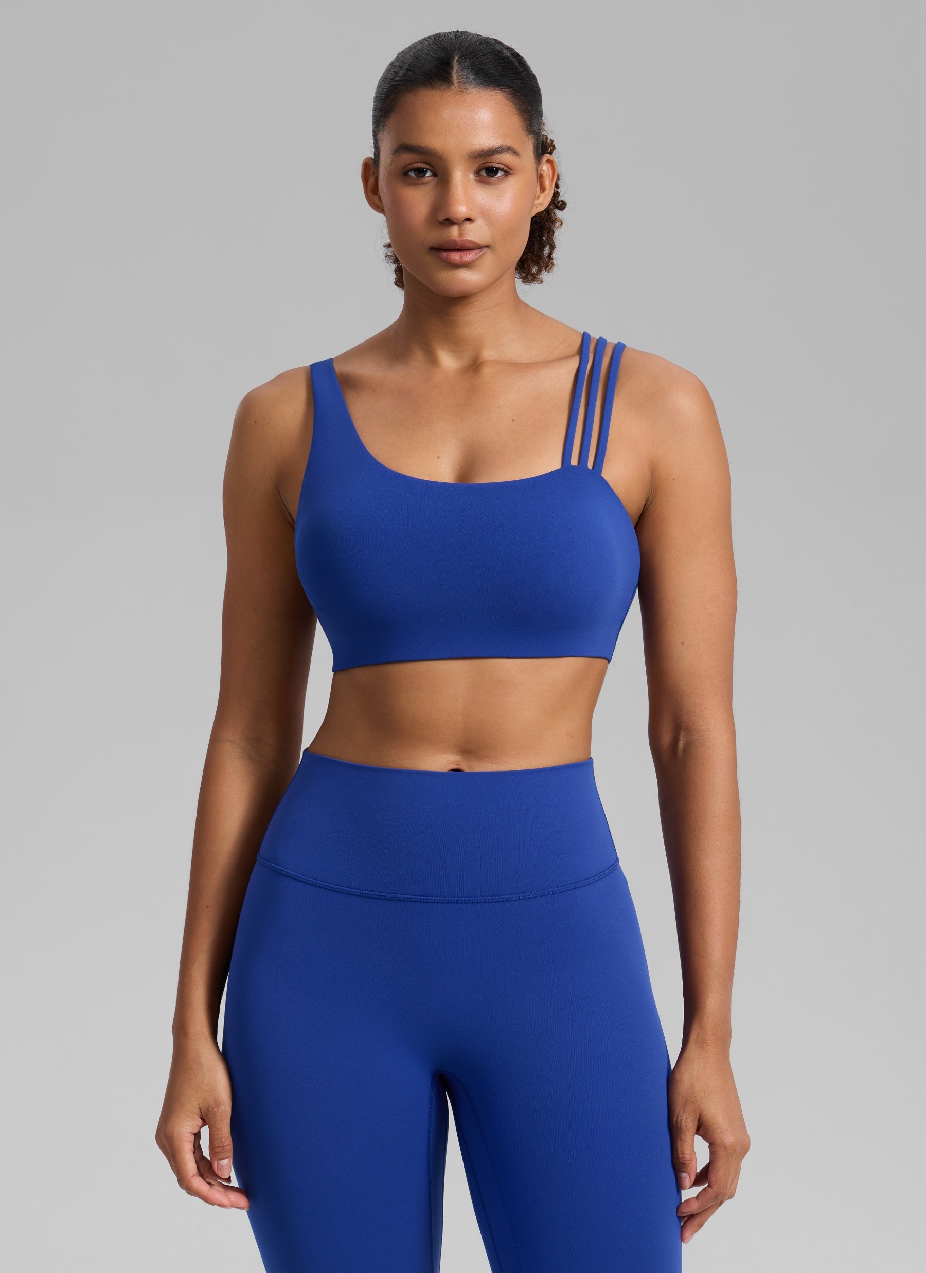 Women's Butterlift® Yoga Asymmetric Straps Sports Bra Medium Support Waves Blue