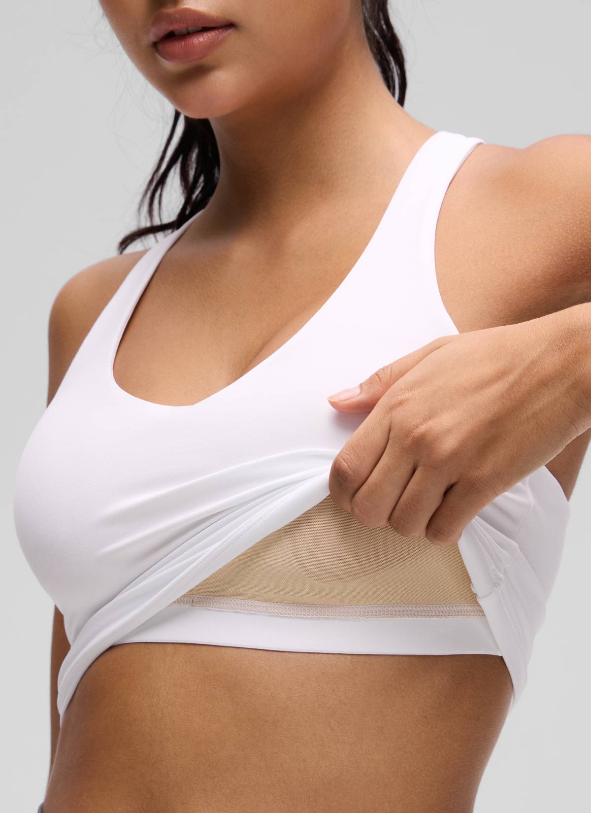 CRZ YOGA Women's Butterluxe Yoga V Neck RacerBack Built in Bra Tank White