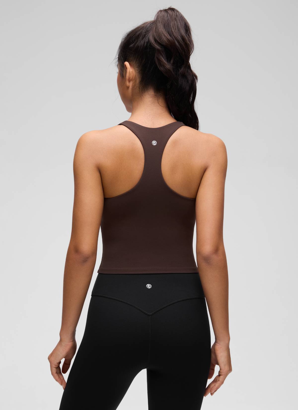CRZ YOGA Women's Butterluxe Yoga V Neck RacerBack Built in Bra Tank Hot Fudge Brown