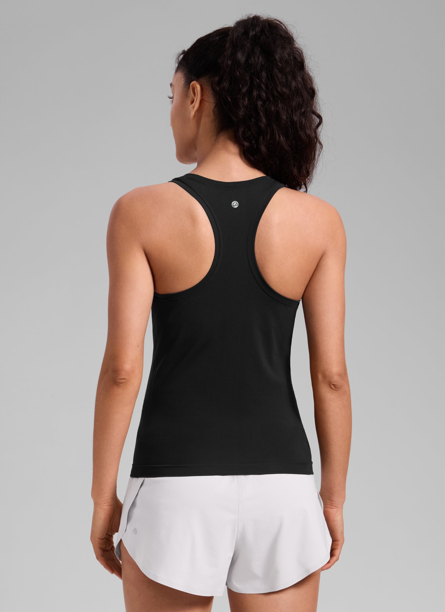 CRZ YOGA Women's Yoga Slim Fit Seamless Tank Crew Neck Racerback Black