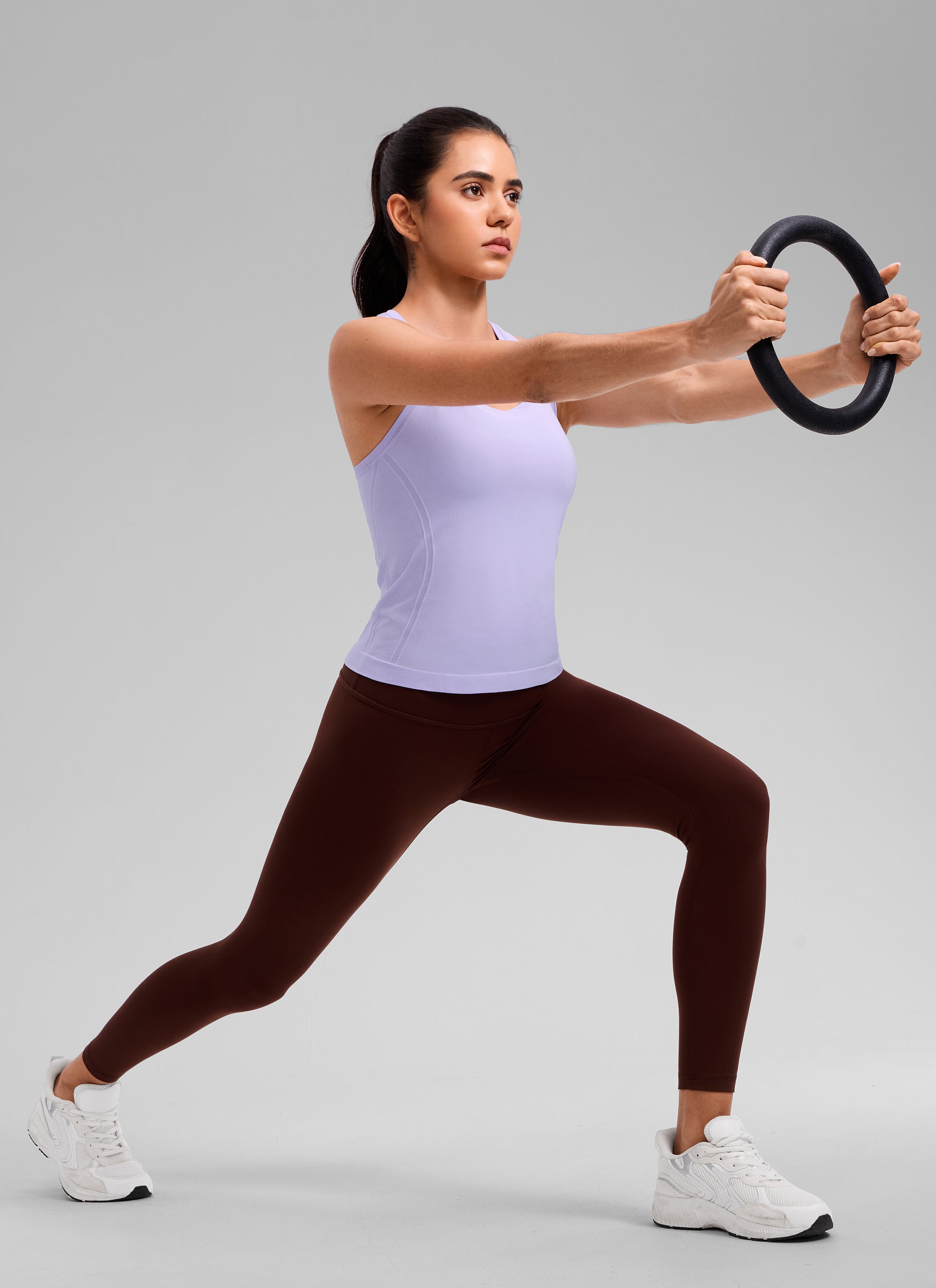 CRZ YOGA Women's Yoga Slim Fit Seamless Tank Crew Neck Racerback Lavender Frost