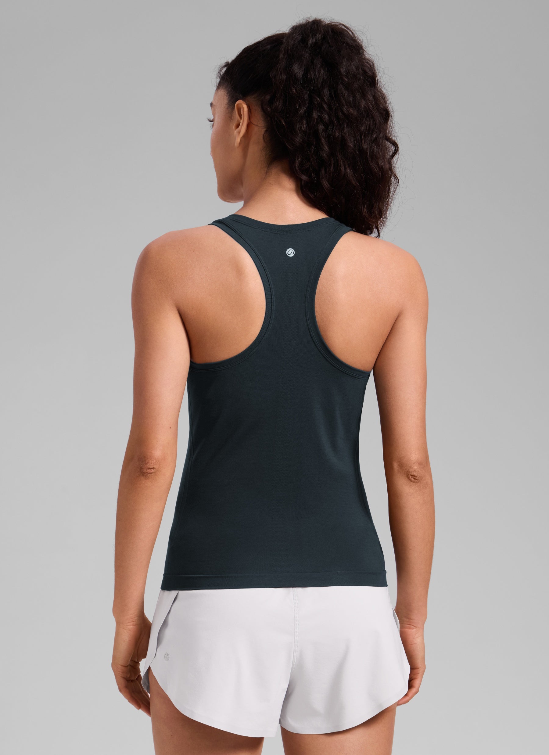 CRZ YOGA Women's Yoga Slim Fit Seamless Tank Crew Neck Racerback True Navy