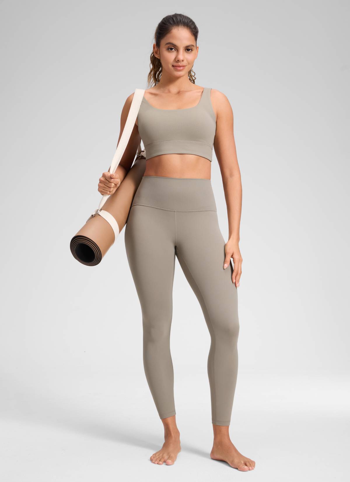 CRZ YOGA Women's Yoga Lounge High Rise Butterluxe Yoga Leggings 25'' Warm Ash Grey