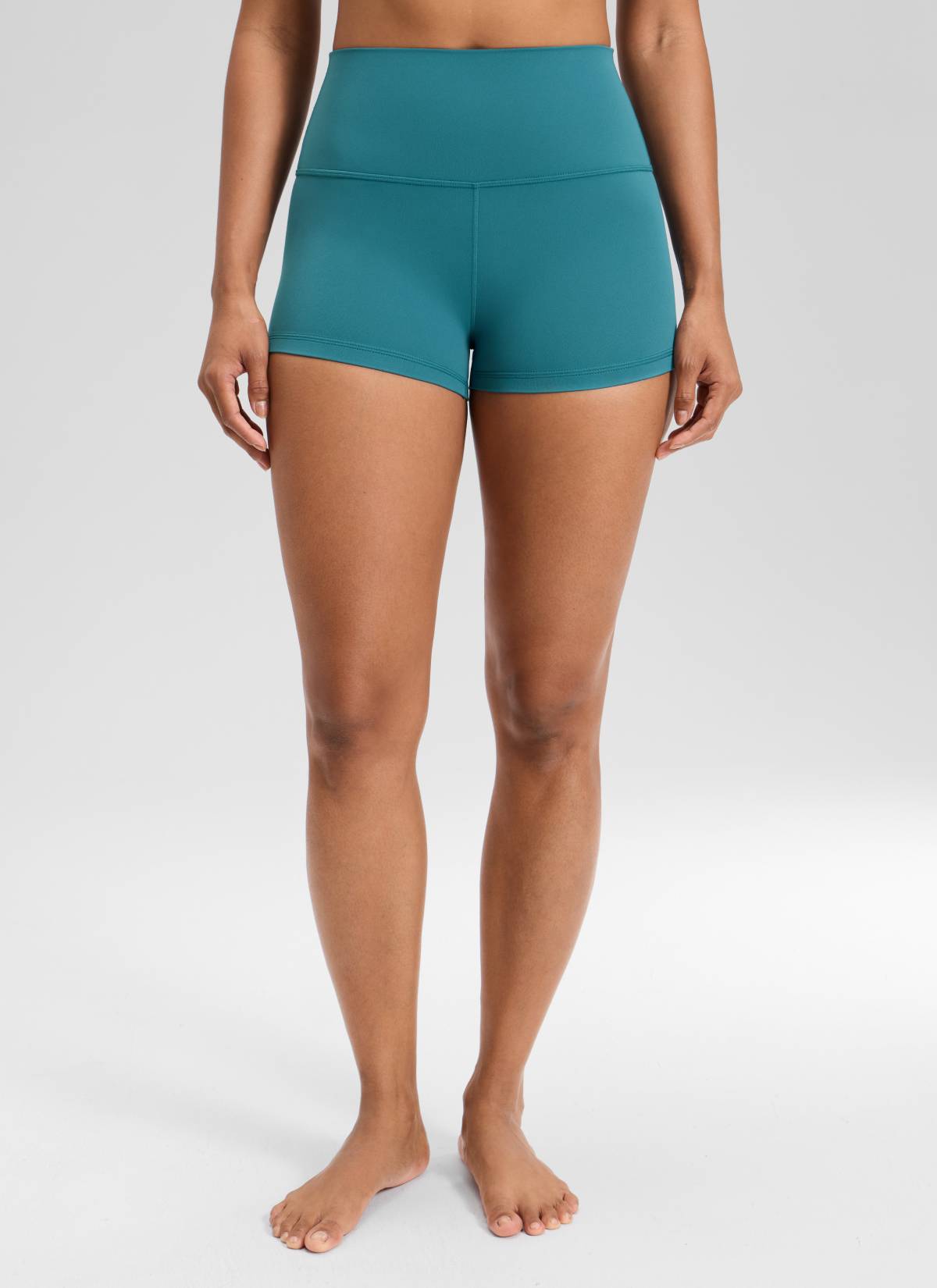CRZ YOGA Women's Yoga High Rise Booty Butterluxe Biker Shorts 2.5'' Green Jade