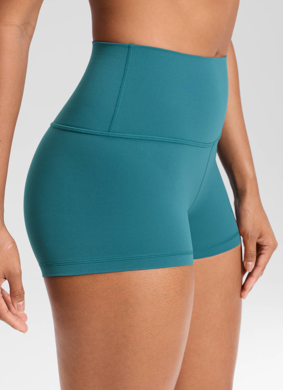 CRZ YOGA Women's Yoga High Rise Booty Butterluxe Biker Shorts 2.5'' Green Jade