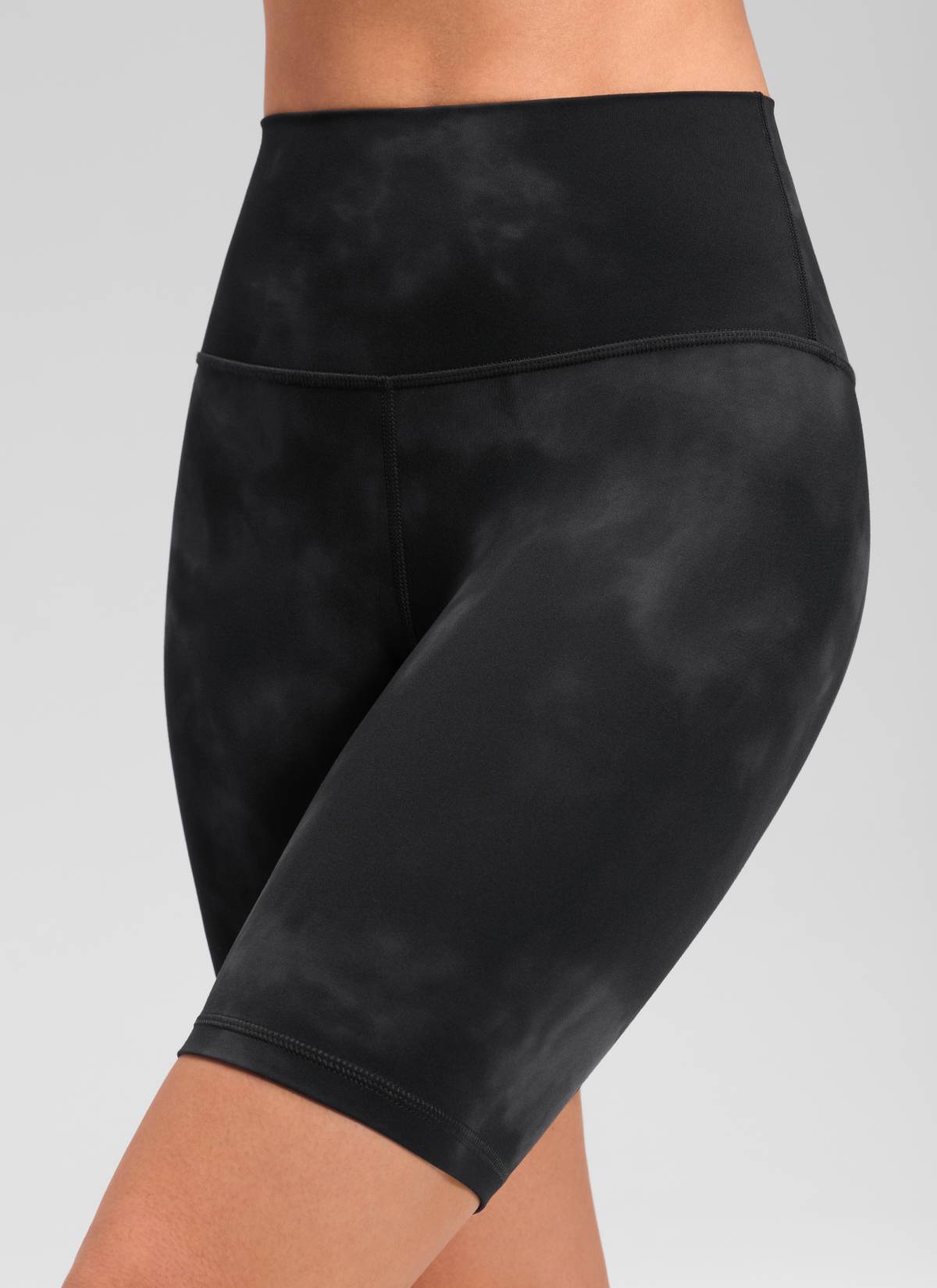 CRZ YOGA Women's Yoga High Rise Butterluxe Long Biker Shorts 8'' Black Tie Dye Flowers