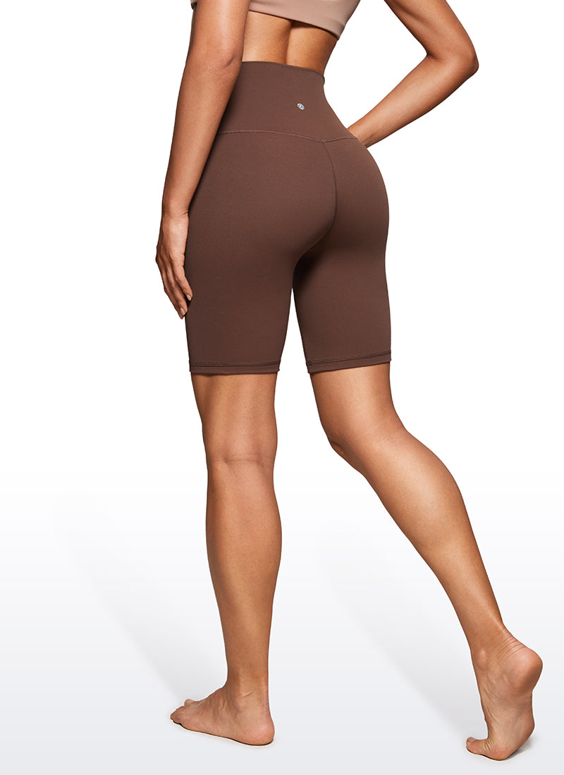 CRZ YOGA Women's Yoga High Rise Butterluxe Long Biker Shorts 8'' Coffee Brown