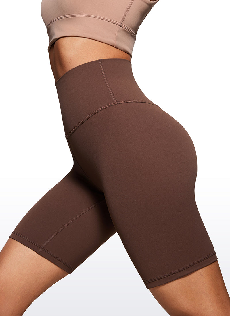 CRZ YOGA Women's Yoga High Rise Butterluxe Long Biker Shorts 8'' Coffee Brown