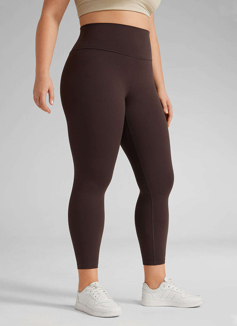 CRZ YOGA Women's Yoga High Rise Plus Size Butterluxe Leggings 25'' Hot Fudge Brown