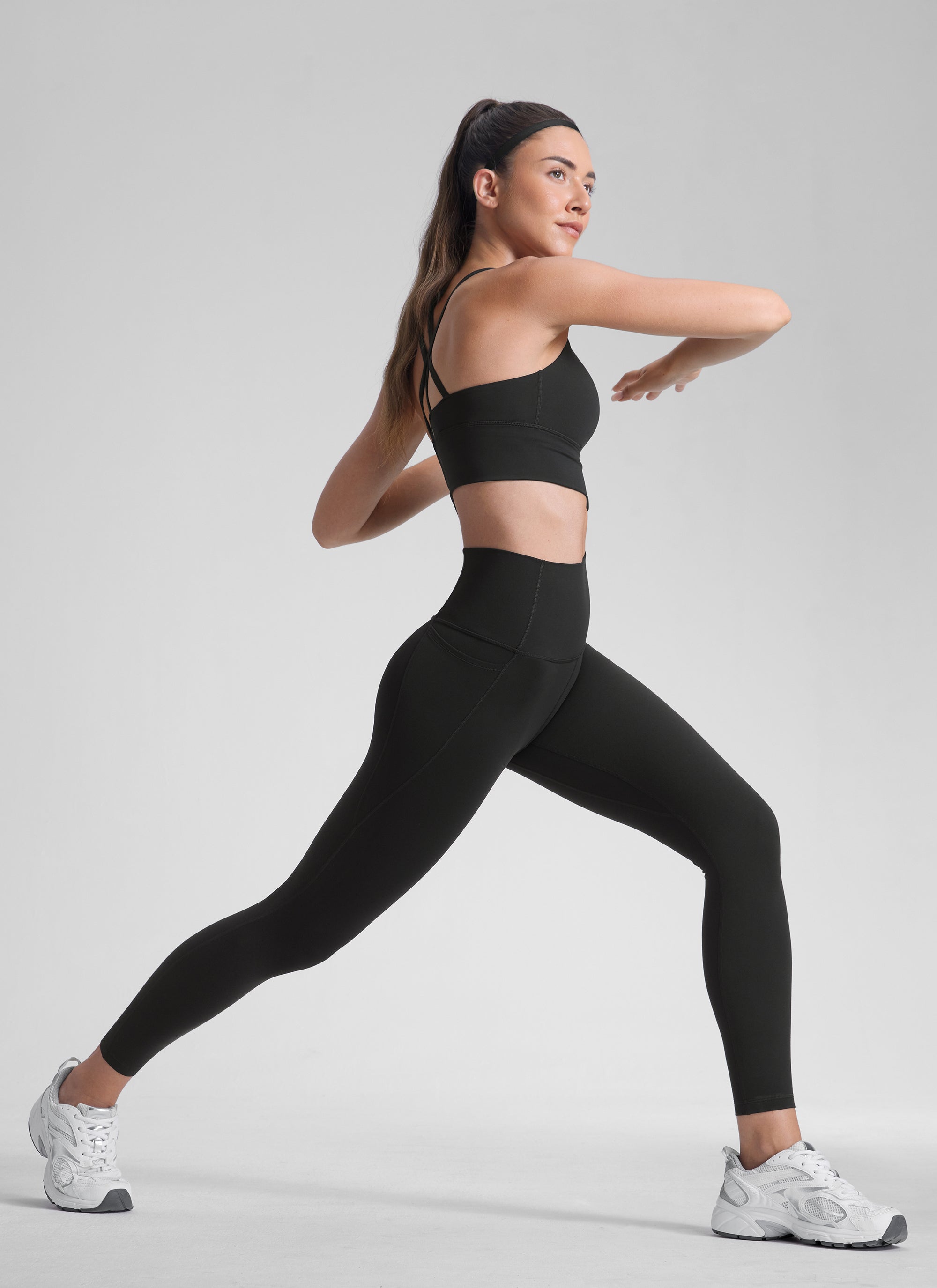 CRZ YOGA – טייץ יוגה לנשים בסגנון "יוגה לאונג'", עם מותן גבוהה, כיסים מסוג " Butterluxe ", אורך 25 אינץ', צבע שחור