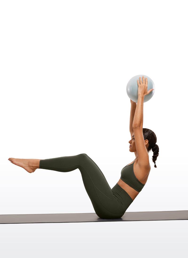 CRZ YOGA – טייץ יוגה לנשים בסגנון "יוגה לאונג'", גזרה גבוהה, עם כיסים מסוג " Butterluxe ", אורך 25 אינץ', בצבע ירוק זית