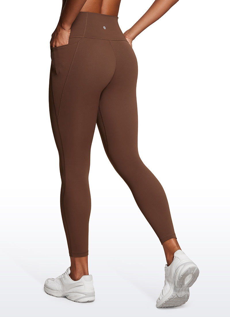 CRZ YOGA Women's Yoga Lounge High Rise Butterluxe Pocket Leggings 25'' Coffee Brown