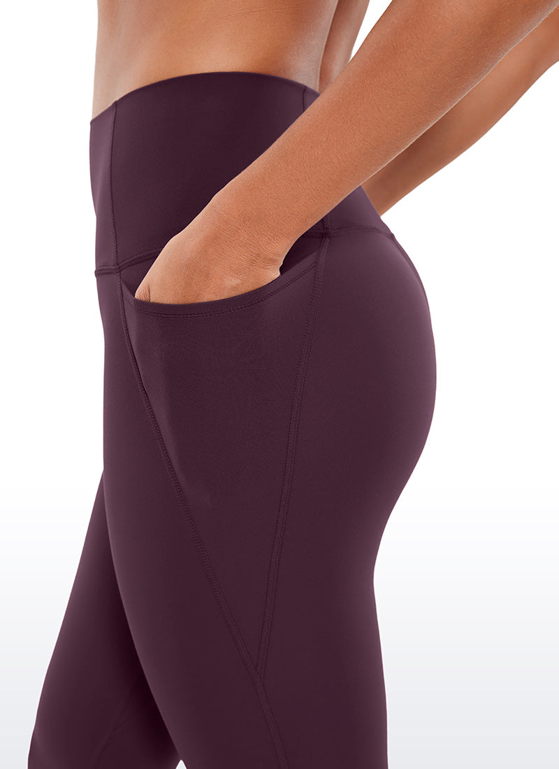 CRZ YOGA – טייץ קפרי לנשים עם כיסים ומותניים גבוהים, דגם " Butterluxe ", אורך 19 אינץ', סגול כהה