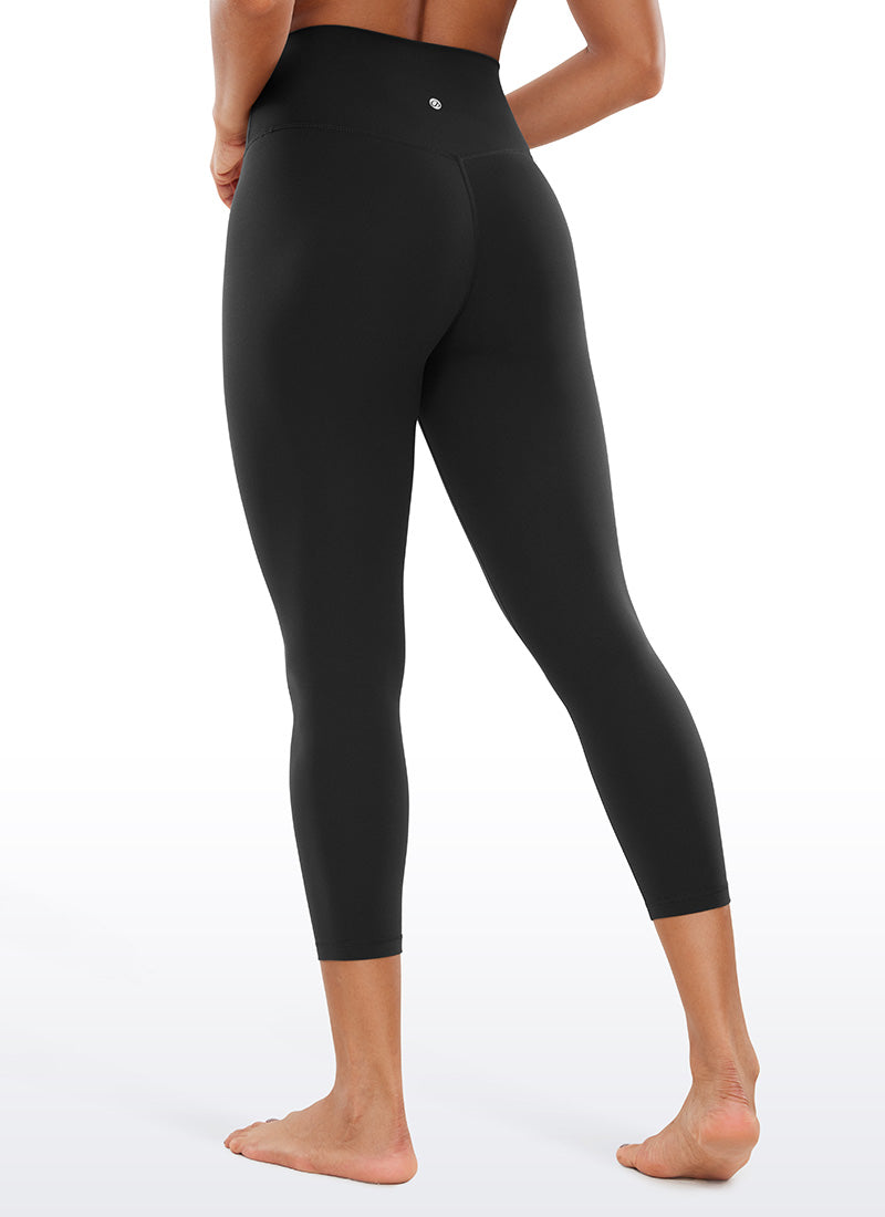 CRZ YOGA Women's High Rise Butterluxe V Cross Waist Capris Leggings 23'' Black