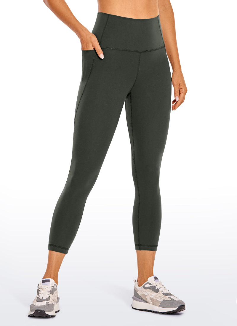 CRZ YOGA Women's Yoga High Rise Butterluxe Capri with Pockets 21'' Grey Olive
