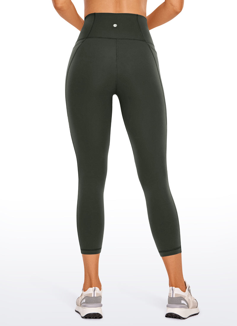 CRZ YOGA Women's Yoga High Rise Butterluxe Capri with Pockets 21'' Grey Olive
