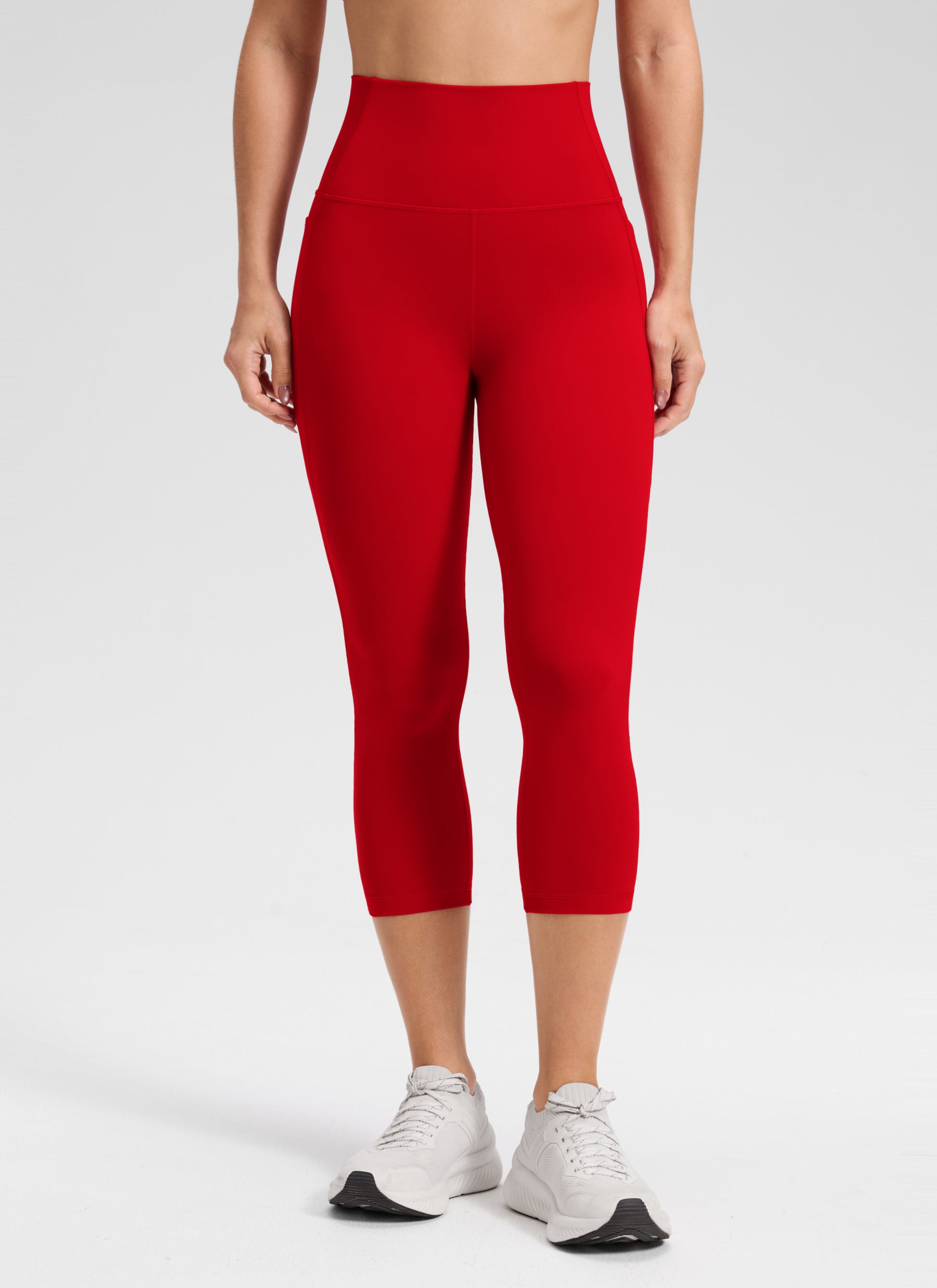 CRZ YOGA Women's Yoga High Rise Butterluxe Capri with Pockets 21'' Red Chili
