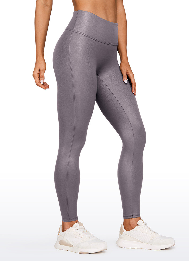 CRZ YOGA Women Butterluxe Matte Faux Leather No Front Seam Leggings 28'' Tornado Grey Classic Pattern