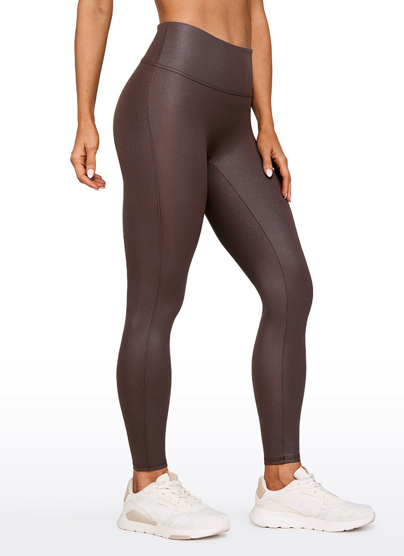 CRZ YOGA Women Butterluxe Matte Faux Leather No Front Seam Leggings 28'' Taupe Classic Pattern