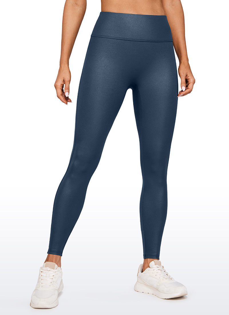 CRZ YOGA Women Butterluxe Matte Faux Leather No Front Seam Leggings 28'' FRENCH NAVY Classic Pattern