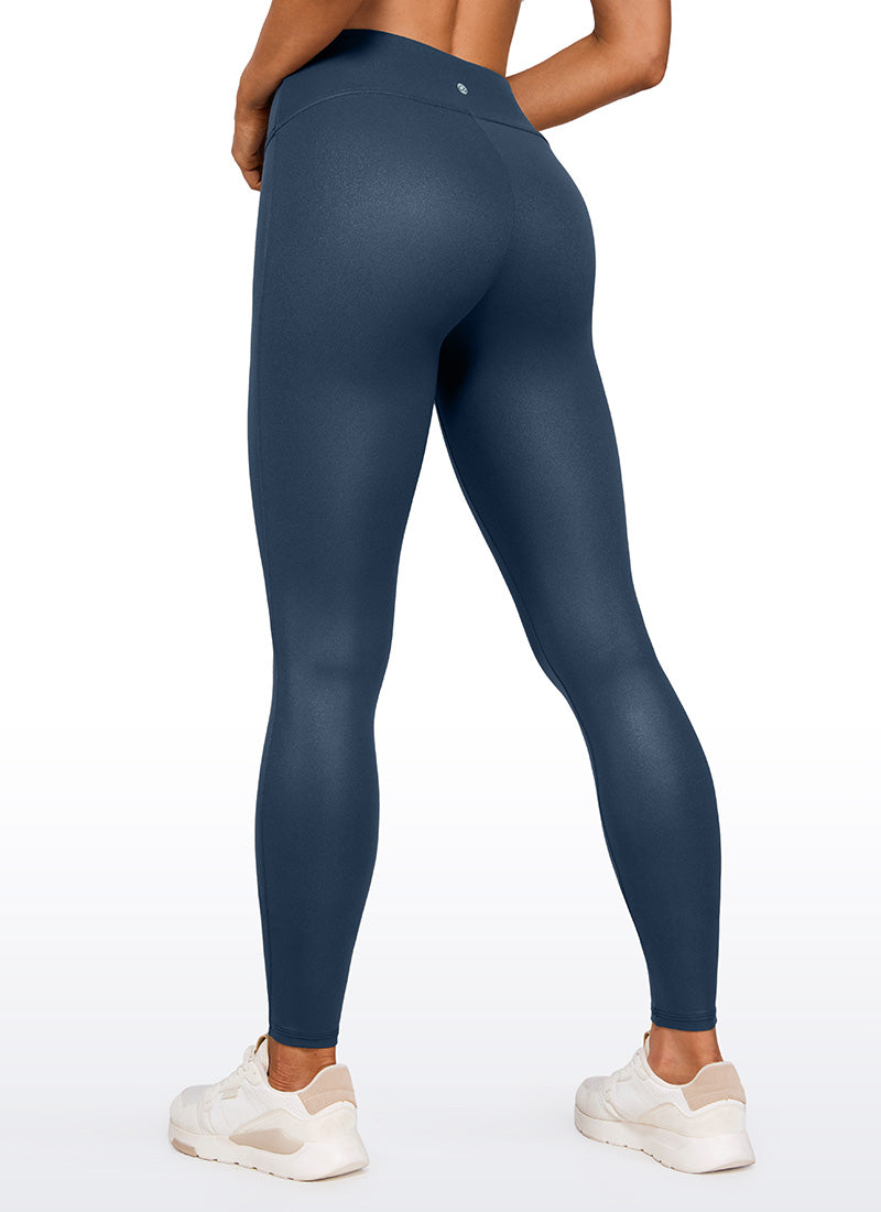 CRZ YOGA Women Butterluxe Matte Faux Leather No Front Seam Leggings 28'' FRENCH NAVY Classic Pattern