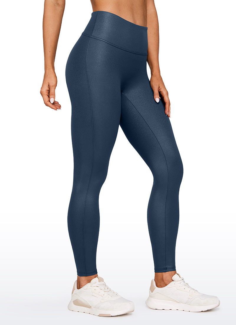 CRZ YOGA Women Butterluxe Matte Faux Leather No Front Seam Leggings 28'' FRENCH NAVY Classic Pattern