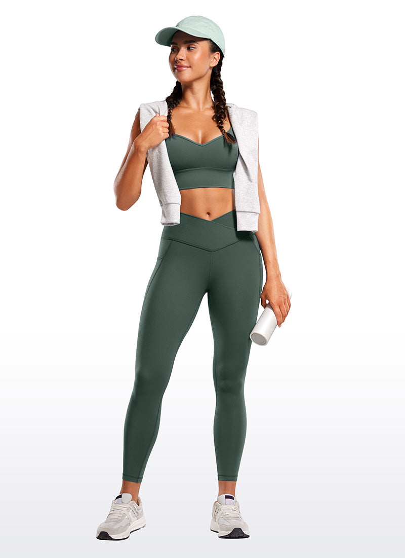 CRZ YOGA Butterluxe Womens Crossover Waist Leggings with Pockets 25