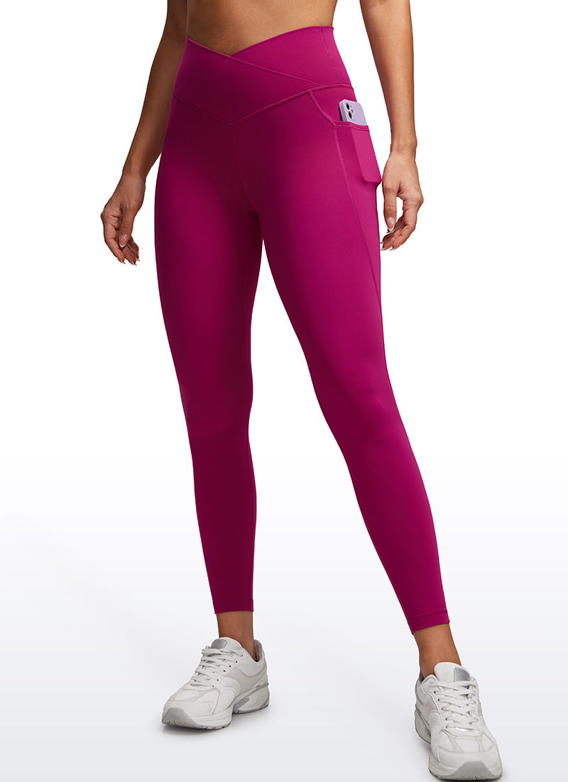 CRZ YOGA Butterluxe Womens Crossover Waist Leggings with Pockets 25