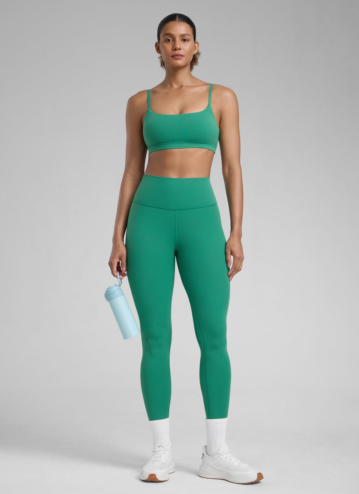 CRZ YOGA Women's Workout High Rise Butterlift Yoga Leggings 25'' Cascadia Green @model_info:Barbara