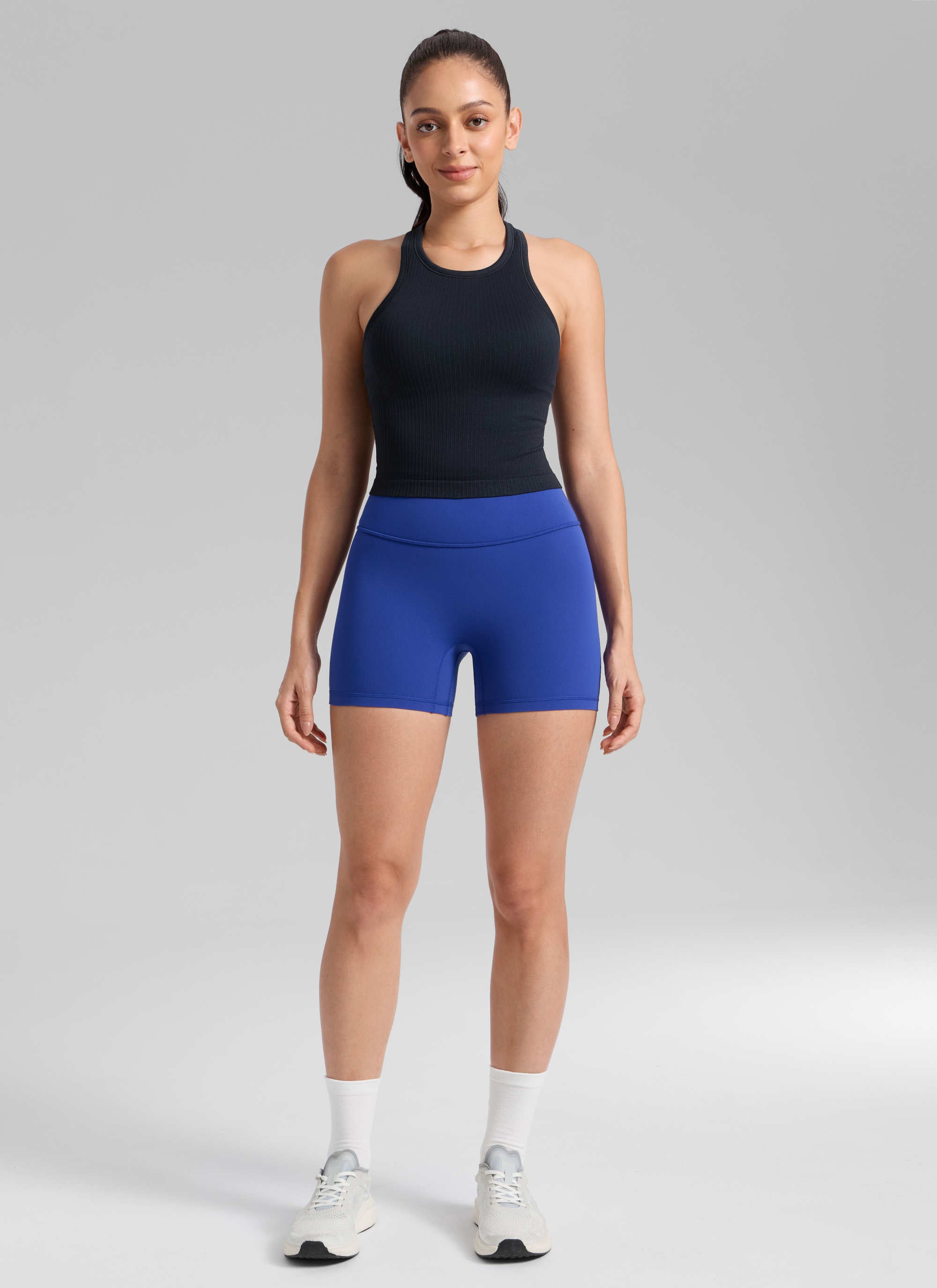 CRZ YOGA Womens Butterlift Scrunch Butt Atheletic Workout Biker Shorts Waves Blue