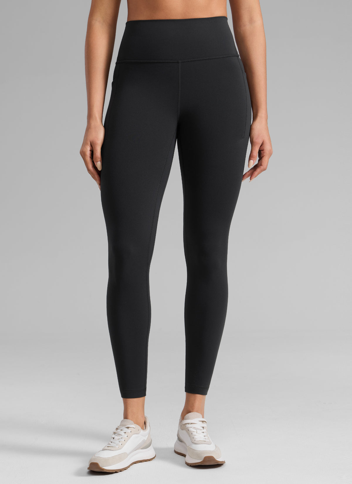 CRZ YOGA Women's Butterlift Workout High Rise Pocket Leggings 25'' Black @model_info:Dany