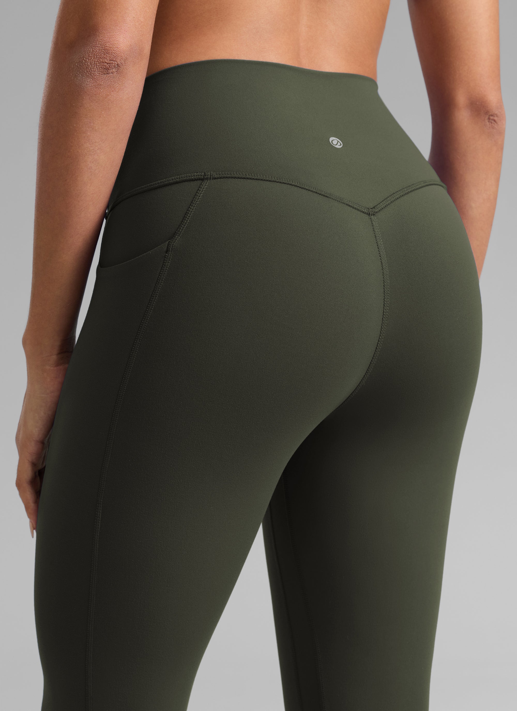 CRZ YOGA Women's Butterlift Workout High Rise Pocket Leggings 25'' Olive Green @model_info:Dany