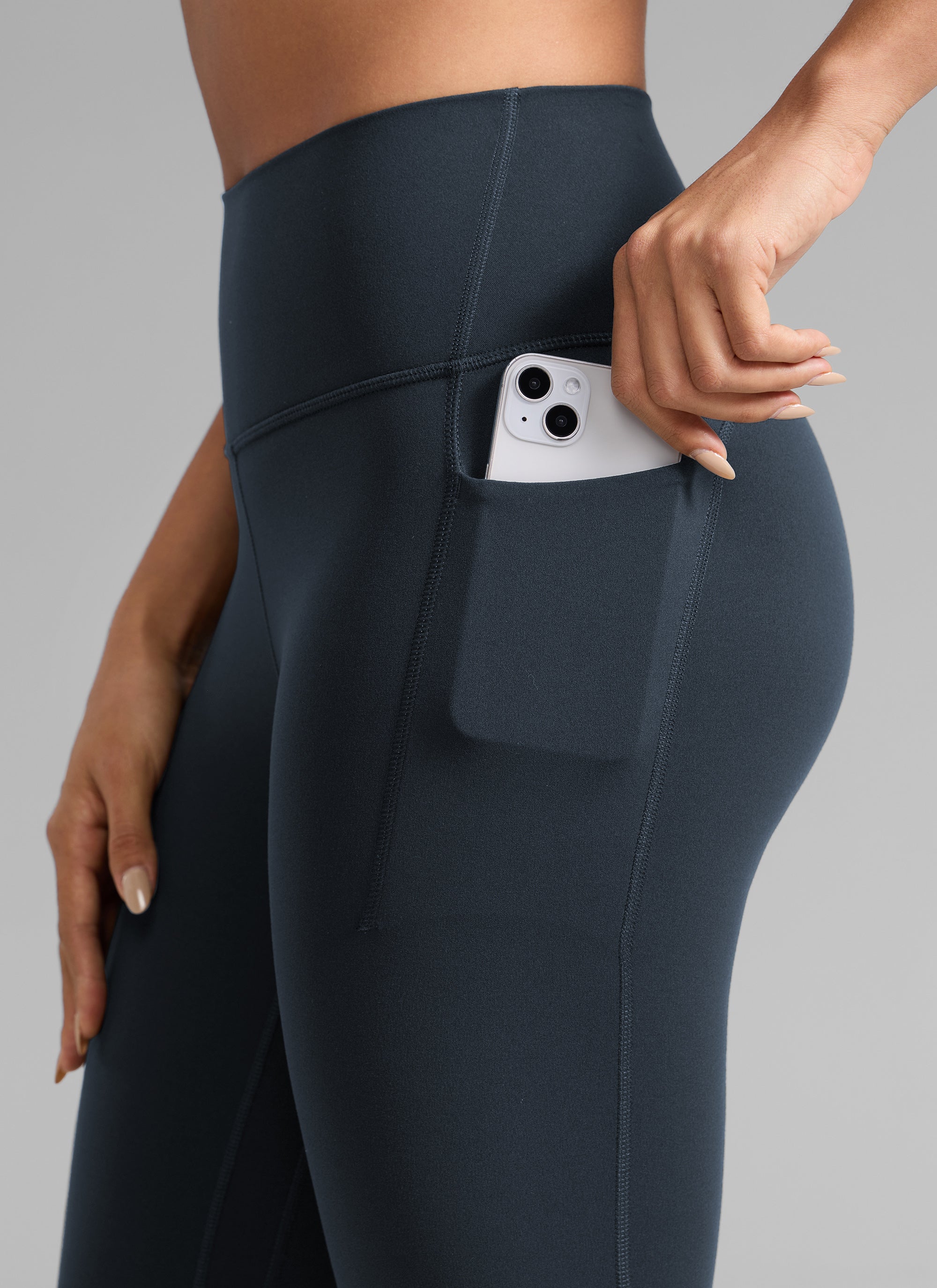 CRZ YOGA Women's Butterlift Workout High Rise Pocket Leggings 25'' True Navy @model_info:Dany