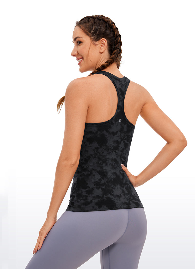 CRZ YOGA Women's Yoga Slim Fit Tops Butterluxe Tank Racerback Tie Dye Smoke Ink