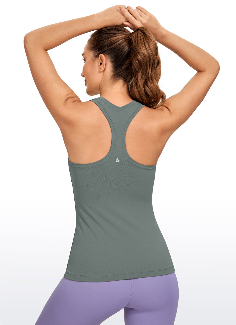 CRZ YOGA Women's Yoga Slim Fit Tops Butterluxe Tank Racerback Grey Sage