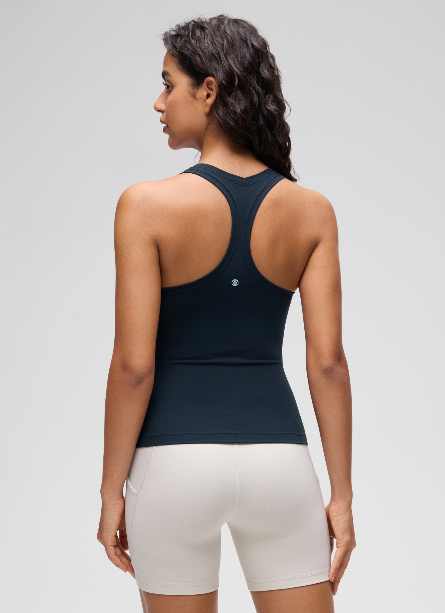 CRZ YOGA Women's Yoga Tight Fit Butterluxe Crewneck Tank Top Racerback True Navy