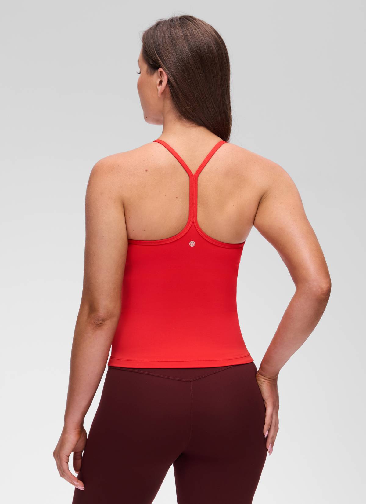 CRZ YOGA Women's Yoga Slim Fit Butterluxe Built-in Bra Tank Y Back Deep Red @model_info:Brooklyn