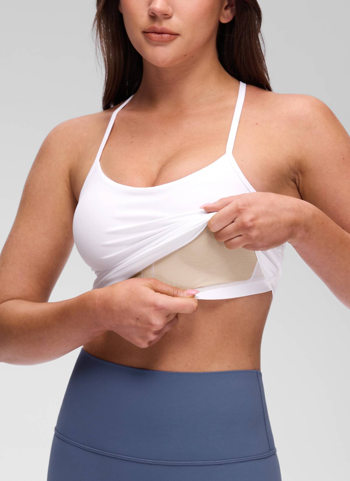 CRZ YOGA Women's Yoga Slim Fit Butterluxe Built-in Bra Tank Y Back White