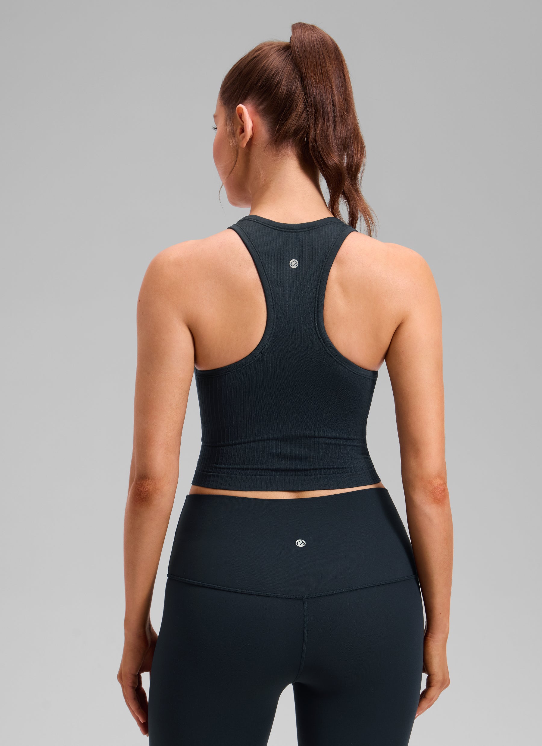 CRZ YOGA Women's Yoga Slim Fit Tops Seamless Longline Tank High Neck True Navy