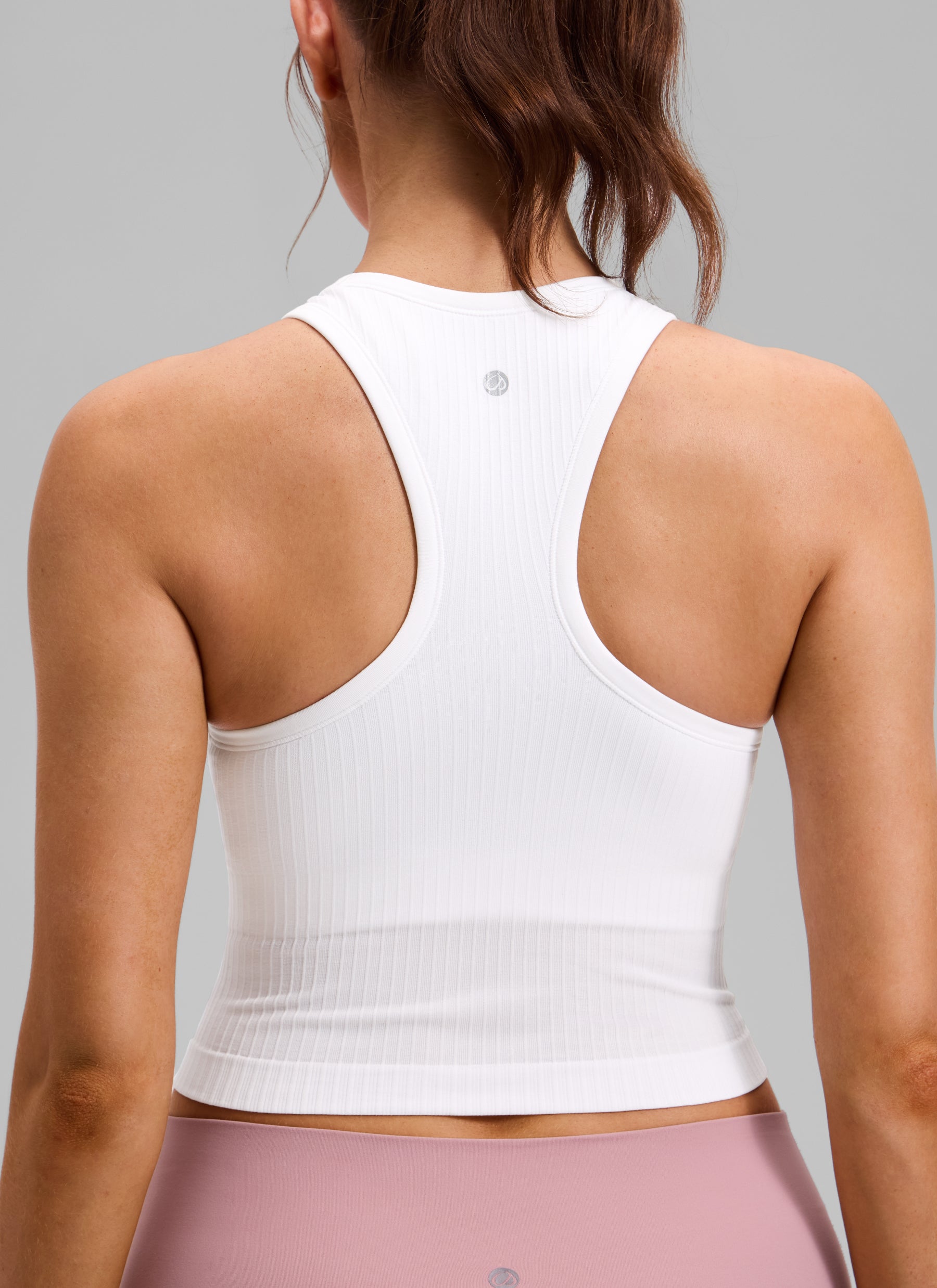 CRZ YOGA Women's Yoga Slim Fit Tops Seamless Longline Tank High Neck White @model_info:V