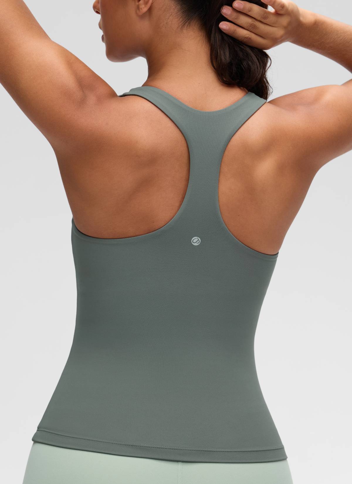 CRZ YOGA Women's Yoga Tight Fit Tops Butterluxe Built-in Bra Tank Grey Sage