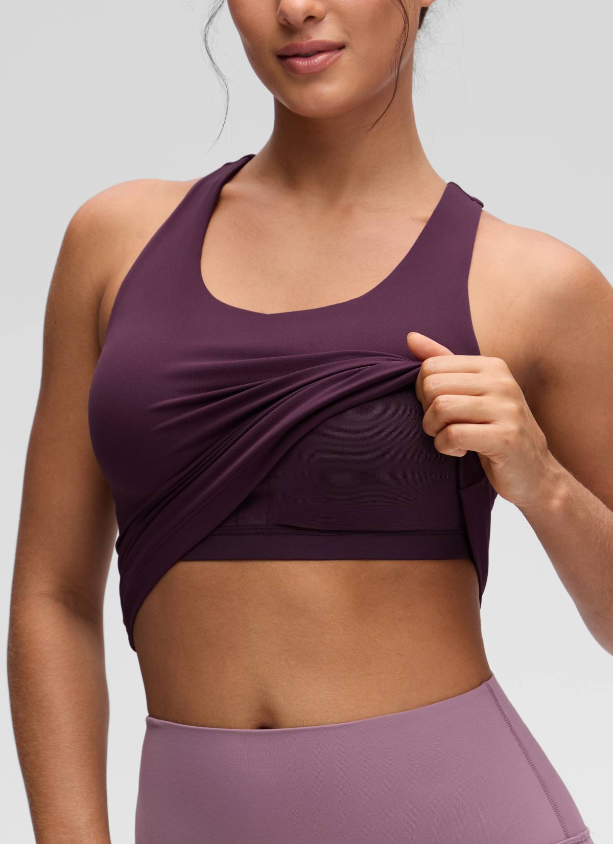 CRZ YOGA Women's Yoga Tight Fit Tops Butterluxe Built-in Bra Tank Deep Purple