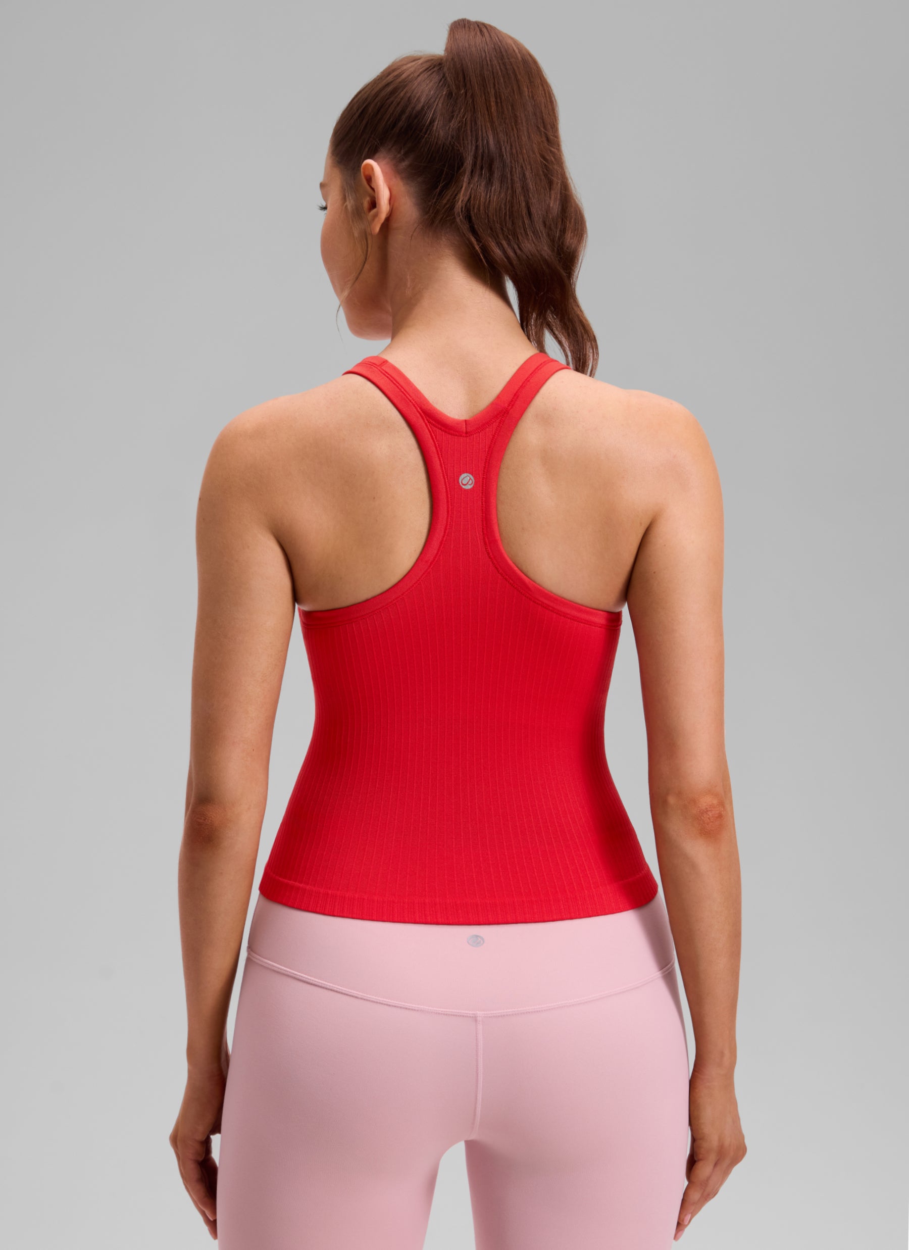 CRZ YOGA Women's Yoga Slim Fit Seamless Tank Crew Neck Waist Length Deep Red