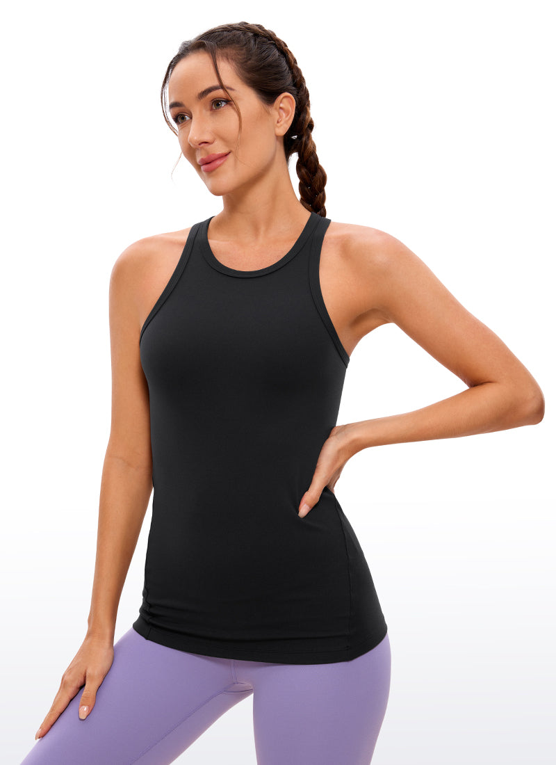 CRZ YOGA Women's Yoga Slim Fit Top Butterluxe Tank Racerback High Neck Black