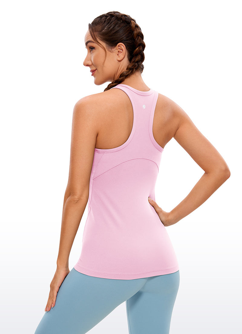 CRZ YOGA Women's Yoga Slim Fit Top Butterluxe Tank Racerback High Neck Pink Peony