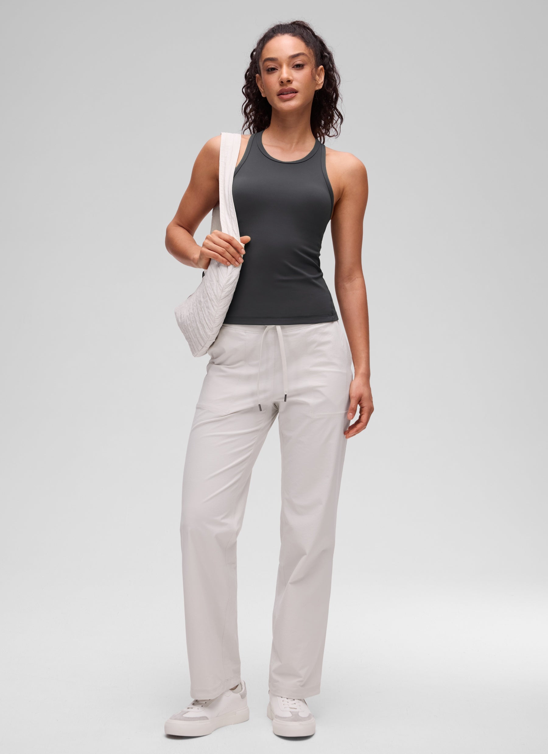 CRZ YOGA Women's Yoga Tight Fit Tops Butterluxe Tank Top High Neck Mysterious Grey