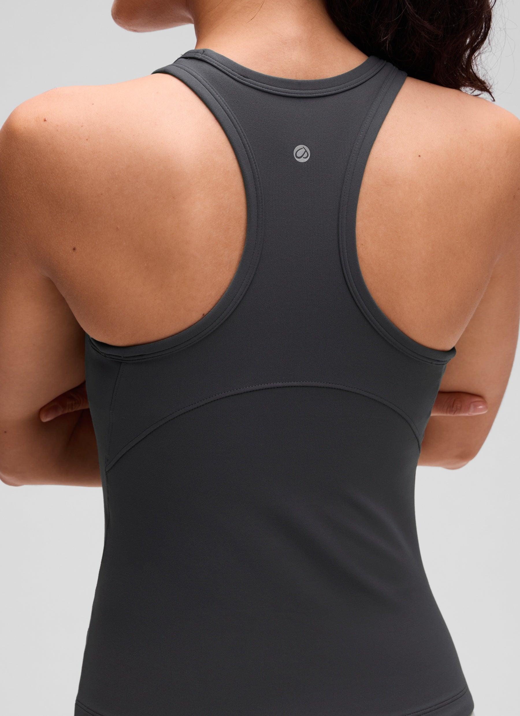 CRZ YOGA Women's Yoga Tight Fit Tops Butterluxe Tank Top High Neck Mysterious Grey