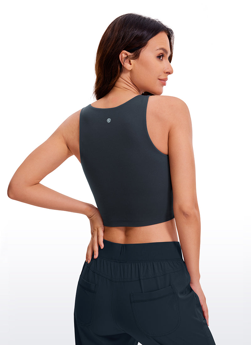 CRZ YOGA Women's Yoga Tight Fit ButterluxeTank Tops Racerback Cropped True Navy