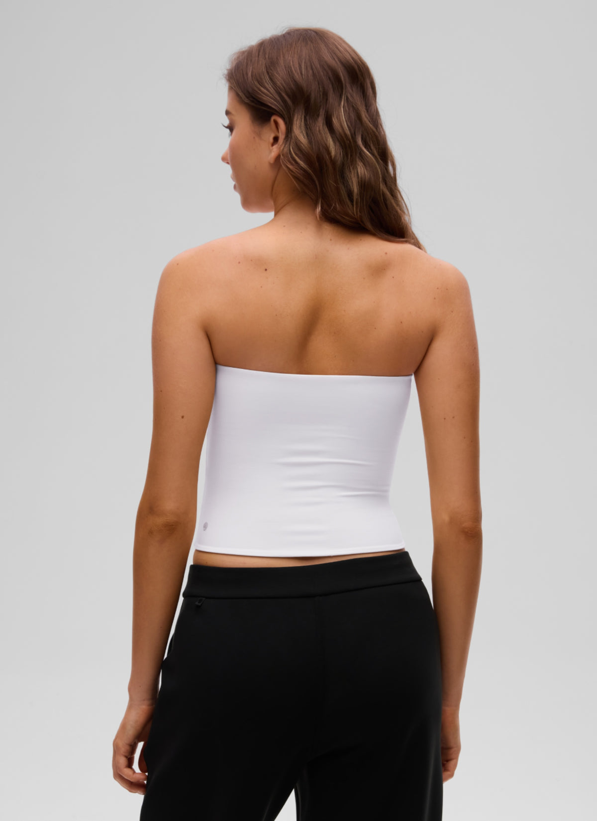 CRZ YOGA Women's Casual Butterluxe Tight Fit Strapless Tops White @model_info:K
